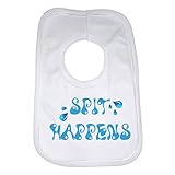Baby Bib Spit Happens Funny Quotes - Unisex - White by 2Personal
