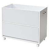 山善(YAMAZEN) サイドワゴン ホワイト 38×78×65cm オープン収納/引き出しタイプ ECSR-1DROP(WH