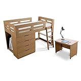 LOWYA （ロウヤ） ベッド システムベッド ハンガーラック 引出し4杯 本棚 デスク キャスター付 すのこ シングルベッド ロフトベッド ナチュラル 新生活