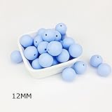 Mamimami Home シリコーン製 安全歯固め ビーズ 12MM 授乳看護用 ネックレス おしゃぶりチェーン 幼児 噛がため玩具 新生児贈り物 DIY用 円形 アクセサリー 17色選択可能 50
