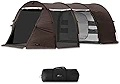 FIELDOOR トンネルテント620 【ダークブラウン】 インナーテント1個付き 2ルーム 広いリビング 耐水 遮熱 UVカット シェルター ファミリーテント 2層構造 4人用