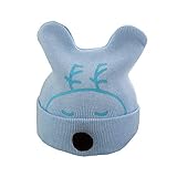 ベビー用可愛い帽子ニット帽秋冬子ども用 男の子 女の子 熊耳 新生児帽　可愛い 新生児 記念日 プレゼント (ブルー)