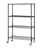 Excel NSF Multi-Purpose 4-Tier Wire Shelving Unit with Casters 36 x 14 x 59 Black [並行輸入品]