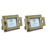 Nicolaばね木製ハートシャッター自立フォト写真フレーム – 6 x 4 " – パックof 2
