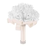 XCSOURCE　クリスタルローズ　ウェディングブーケ　花嫁　シルク　人工花　結婚式　パーティーデコレーション　ベージュ　WV344