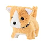 電動犬、ロボット犬おもちゃ | 吠えるぬいぐるみ子犬インタラクティブなスマート犬の散歩おもちゃ,誕生日、男の子、女の子のためのポータブルソフトインタラクティブ電子ロボット犬