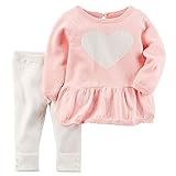 カーターズ（Carter's）女の子用ピンクハートニットセーターxオフホワイトレギンス上下2点セット (24months(83-88cm)) [並行輸入品]
