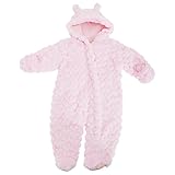 ベビー・赤ちゃん用 ガールズ ふかふかハートデザイン 耳つきフード ボディースーツ 長袖ロンパース カバーオール オールインワン つなぎ 冬 女の子 (9-12ヶ月) (ベビーピンク)