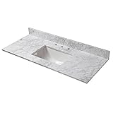 Cahaba cavt0169 49 " x 22 " Carrara Marble Vanity Top with Trough Bowl and 8 "蛇口Spread