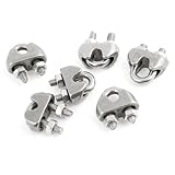 uxcell ワイヤーロープクリップ　ケーブルクランプ　4mm　　ステンレス鋼　6個入