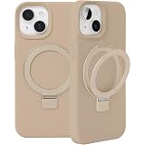 ZENIX DESIGN TECH iPhone17 用 ケース マグネット リング スタンド 背面収納 シリコン Magsafe対応 ZX-softhinge (ベージュ, iPhone 17)