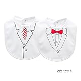 スタイ ビブ ベビー バンダナ フォーマル プリント 柔らかい おしゃれ スナップ よだれかけ 男の子 女の子 出産祝い 贈り物 結婚式 2枚セット (男の赤ちゃん)