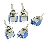 トグルスイッチ，SODIAL(R) 5x On/On SPDTシングルポール　ダブルスローミニトグルスイッチ　AC 250V/5A 125V/3A