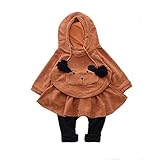 ベビー服 女の子ワンピース 子供服 Pojour 冬秋 防寒 厚いスカート 子犬ポケット 可愛い上下セット 長袖ドレス オシャレ 秋 綿 通園 発表会 旅行 記念日 プレゼント ブラウン