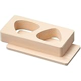 桧・おにぎり抜型 物相型 ２穴（敷板付） [約17.7×8.5×H3cm ※飯米約75ｇ分(1個当り) ※穴寸法:約6.5×5.7×Ｈ3cm] | 漆器・木製品