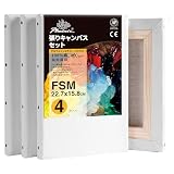 PHOENIX 全麻 中目纹布面 張りキャンバス FSM (22.7cmX15.8cm) 4枚 - 純雨露麻 リネン生地 専門プロの絵画用具 - 写実絵画、印象派、モダンアートなど幅広いスタイルに適応
