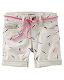 OshKosh B ' goshベビーGirl 'sアイボリーTwill Feather Print Shorts ( 24 Months )