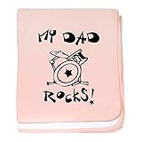 CafePress – My Dad Rocks (ドラム) Baby Blanket – スーパーソフトベビー毛布、新生児おくるみ ピンク 558879402-0-173-0