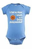 ノースカロライナファンベビーボディスーツはに私のおむつまたははDuke Playingバスケットボール – Carolina Blue ブルー
