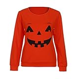 杜屋トヤ　ハロウィーンマスクでオソロ　ハロウィン　ユニセックス　子供　親　カボチャUネック長袖トップス　シンプル　シャツ　ブラウス　オレンジ　カジュアル　万聖節　ハロウィン祭り