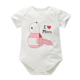 BOBORA　可愛いベアプリントロンパース　ベビー服　白　「I LOVE ＭＯＭ」　女　綿　短袖