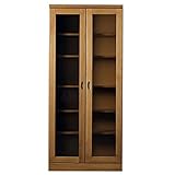 【開梱設置サービス付】完成品 国産書棚 ガラス扉 Books (ナチュラル)