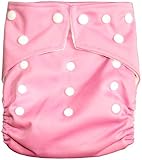 Bamboo CUTE SOLID Pocket Snaps Cloth Diaper/ Nappy with Hip Snaps with 2 Inserts - One Size - PINK b