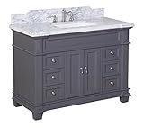 Kitchen Bath Collection KBC5948GYCARR Elizabeth Bathroom Vanity with Marble Countertop Cabinet with 