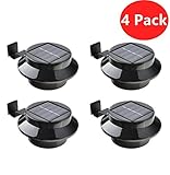 YINGHAO 4 Pack 3 LED Solar Powered Energy Saving Fence Gutter Light Security Light Wireless Outdoor 