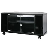 キャスター付き 木製 テレビ台 ロータイプ コーナー TV台 TVボード テレビラック 〔幅80cm〕 ブラック