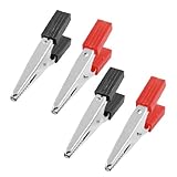 uxcell ワニ口クリップ　テストリードクランプ　12個　プラスチック製ハンドル　50mm　メタル　レッド