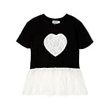 Cutelove 子供服 半袖 Tシャツ 夏 ハート型の柄 女の子 ガールズ キッズ 赤ちゃん 可愛い 綿 柔らか おしゃれ 素敵 ショートスリーブ ブラック