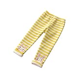 Burning Go キッズパンツ 裏起毛 もこもこ ストライプ 女の子 ウサギ 秋冬 ロング丈