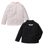 (ピンク/95cm)ベビー服 女の子 ハイネック Tシャツ 長袖 Dolly Ribbon ドーリーリボン 起毛素材 吸湿発熱 無地 お花テープレース 女児 ベビー
