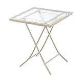 ラタンフォールディングガラステーブル【SCORPIO-スコルピオ-】（ガラステーブル　ガーデニング） ホワイト