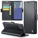 AQUOS wish4 SH-52E ケース 手帳型 財布型 カードポケット付き アクオス ウィッシュ4 用 携帯カバー カード収納 Uovon スマホケース 高級レザー 耐衝撃 全面保護 スタンド機能 ストラップホール付き マグネット式 · ブラック