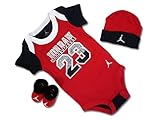 (ジョーダン)Jordan ベビージョーダン 3点セット ロンパース 帽子 ソックス （並行輸入品) (0～6Ｍ(0～6ヶ月), 赤黒白)