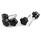 uxcell ねじノブ 星型 スター型のヘッド ねじタイプ クランプねじ ブラック ネジの長さ40mm 5個入り