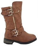 Baby Girlsデュアルバックル/ Zip Quilted Back Mid Calf Motorcycle幼児/幼児冬ブーツ カラー: ブラック