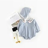 ベビー服 カバーオール 長袖 ロンパース 帽子付き 春夏秋服 コットン100% 男の子 女の子 (含まれていない：靴下 ) (S(66CM), ライトブルー)