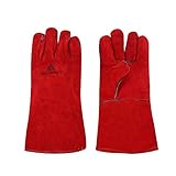 Giantree レッドレザー溶接手袋ガーデニング/オーブン/グリル/ミグ/暖炉/ストーブ/ポットホルダー/ Tig Welder /動物処理/バーベキューに最適