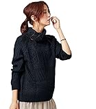 Angeliebe エンジェリーベ マタニティ ウォッシャブル ケーブル タートル ネック ニット セーター 妊婦服 産前 産後 フリー ネイビー