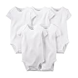 buAamユニセックスベビー5 Pack Pure Cottonボディスーツ半袖Onesies カラー: ホワイト