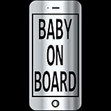 14色 BABY ON BOARD iphone ステッカー【BABY IN CAR スマホ モバイル アイフォン 携帯 電話 シンプル 赤ちゃん 男の子 女の子】 (ミラーシルバー)