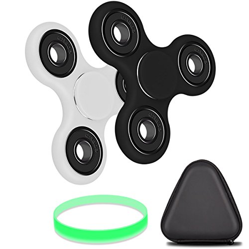 Olycism ハンドスピナー 指スピナー ボールベアリング 三角指スピナー デスク玩具 （ブラック＆ホワイト 2個セット）
