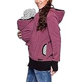 (アッシュランゲル）ASHERANGEL マタニティ ジャケット スウェット トップス ロング フード パーカー 赤ちゃん抱っこのダッカー付き 産前産後兼用 大きいサイズ すっきりシルエット ママコー