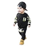 男の子　ベビー服　　Karchi　2点セット　　黒　カモフラージュ　上衣＋パンツ　　　かっこいい　ベビー服　プレゼント　子供服　　お誕生日　　春秋　パジャマ 普段着 (80, 黒)