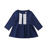 (ラランドリー) Laraandlory ベビー服　女の子　ワンピース　レース　長袖　綿麻　無地　入学式　発表会　普段着　可愛い　秋春冬　(90/2-3歳)