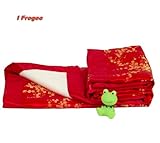 I Frogee BrocadeベビーブランケットinレッドwithゴールドCherry Blossoms印刷