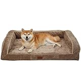 EMME 犬 ベッド 清掃しやすい 防水 ペットベッド ペットソファー 犬用ベッド 洗える さらさら 通気性 蒸れにくい ペットクッション 枕付き クッション性が 高反発 高齢犬 子犬 猫 多頭飼い 取り外せるカバー 滑り止め オールシーズン 中型犬 大型犬 洗える ペット用ベッド111X86X26cm アイボリー XLサイズ